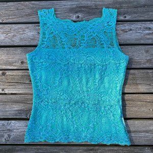 Kay Celine turquoise sleeveless lace tank NWOT